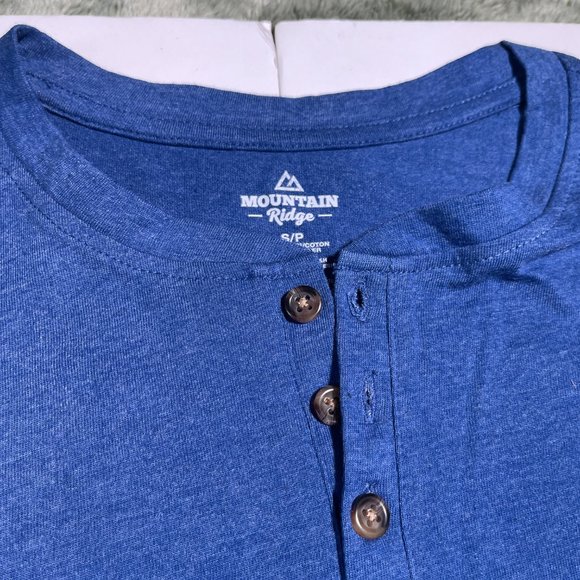 Mountain Ridge Long Sleeve Shirt Blue with Top Buttons Size Small - Picture 3 of 7